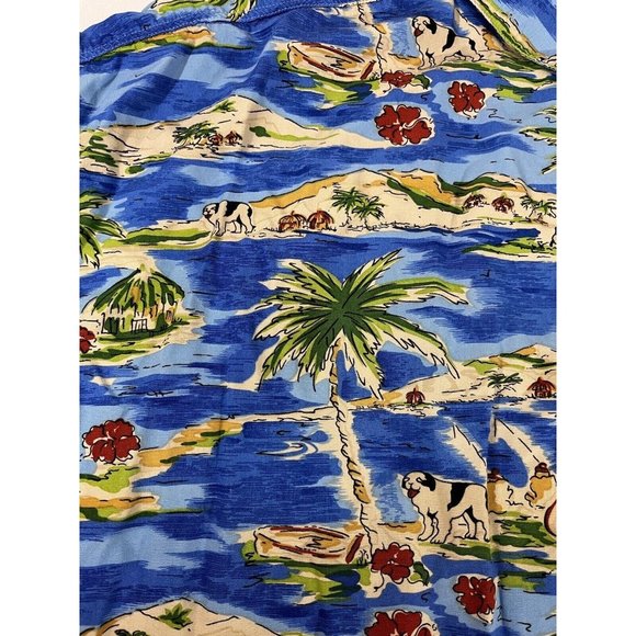 BIG DOGS Tropical Ocean Hawaiian Shirt 5X Palm Trees Water Island Hut - Picture 6 of 14